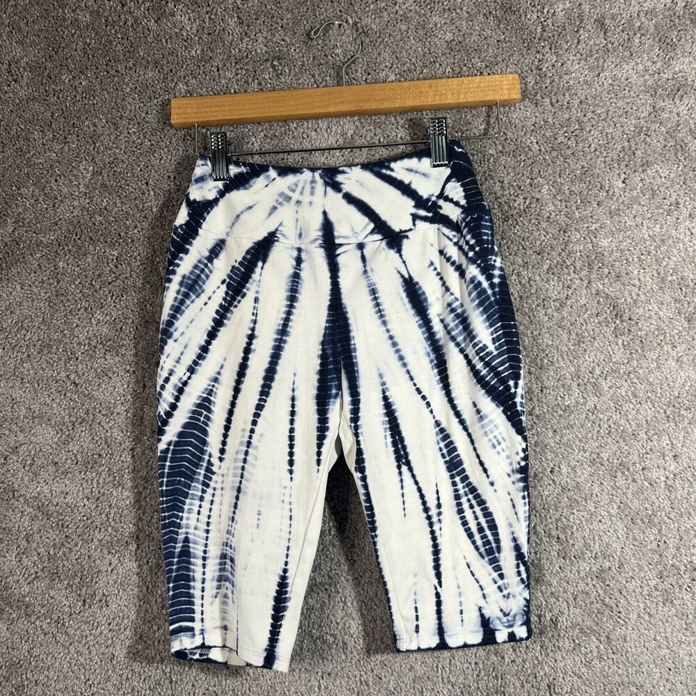 Chaser Womens XS Blue Tie Dye High Waist Yoga Biker Shorts Stretch NWT